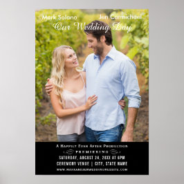 Pôster Filme de Foto de Convite para Casamento Preto Únic