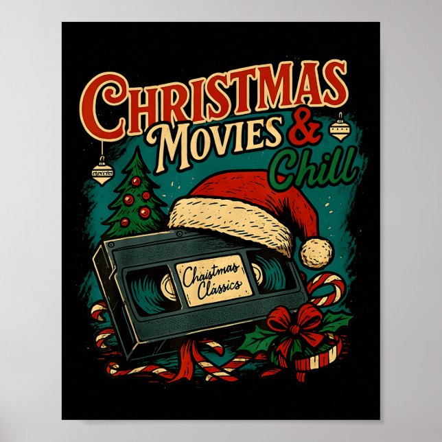 Poster Filmes de Natal Chill Retro Vhs Feriado Nostalgia (Frente)