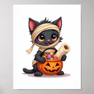 Poster Filmes Engraçados de Horror de Gato Fofo Halloween