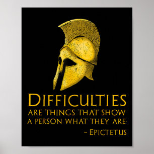 Poster Filosofia Motivacional Grega - Citação Epictetus -