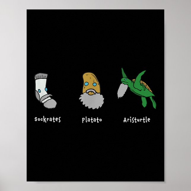 Poster Filosofia Sócrates Plato Aristóteles Design para P (Frente)