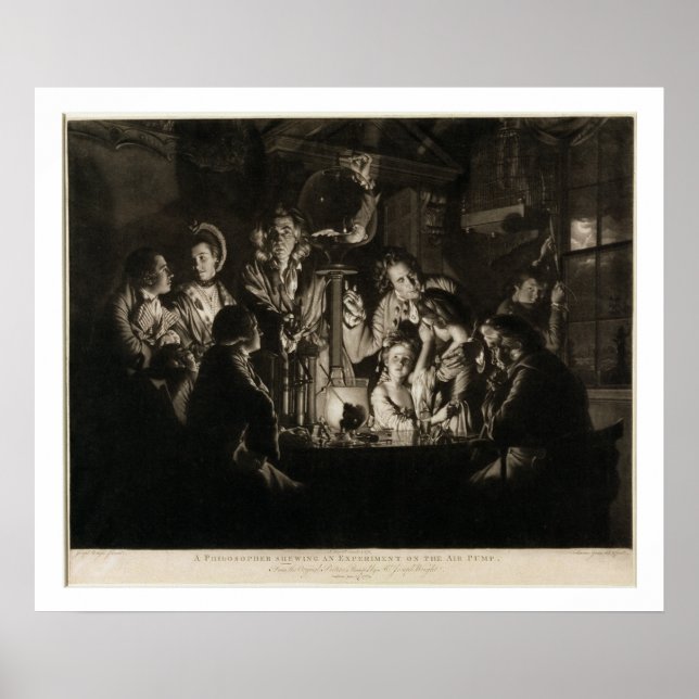 Pôster Filósofo Shewing an Experiment on Air Pum (Frente)