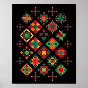 Poster Filtros de Padrões de Quiltro de Costura de Pás de