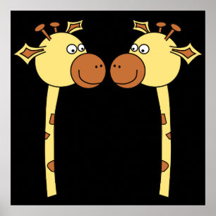 Pôster Fim-acima de dois girafas. Desenhos animados