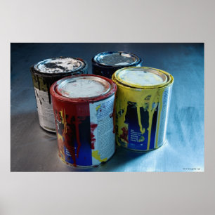 Pôster Fim-acima de quatro latas da pintura