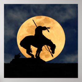 Poster Fim da silhueta de trilha com lua cheia