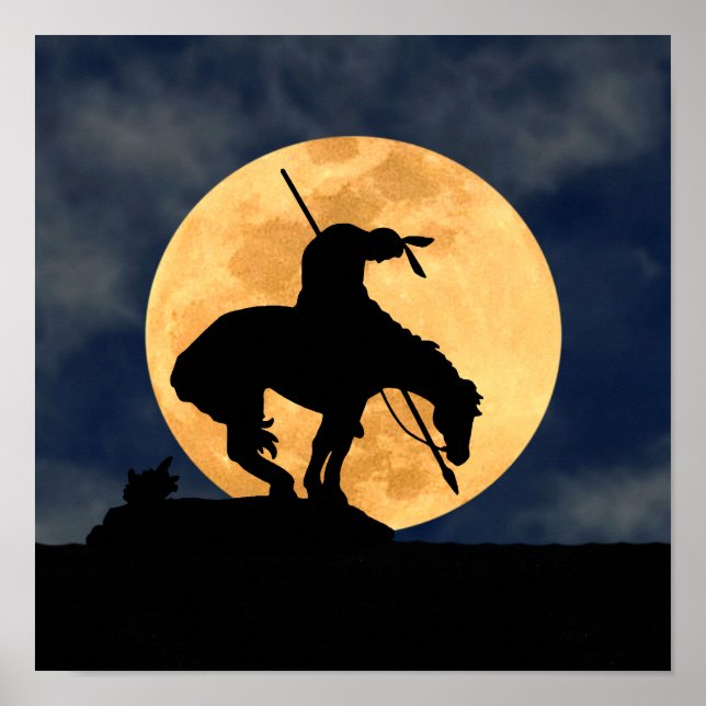 Poster Fim da silhueta de trilha com lua cheia (Frente)