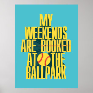 Poster Fim de Semana Divertido de Softbol no Estádio