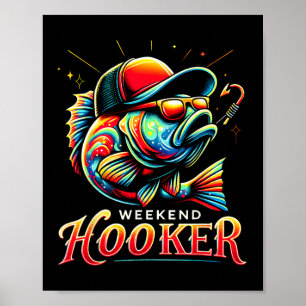 Poster Fim de Semana São Peixes Engraçados Pai Ama Pescar