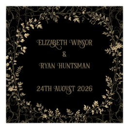 Pôster Fim Floral Dourado e Preto da Sepia Luxuriosa