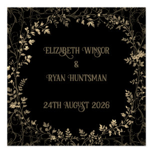 Pôster Fim Floral Dourado e Preto da Sepia Luxuriosa