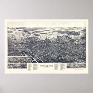 Pôster Findlay, mapa panorâmico do OH - 1889