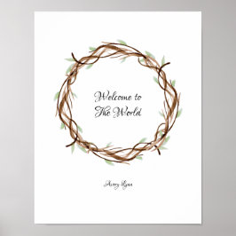 Poster Fingerprint Wreath do chá de fraldas, Bem-vindo