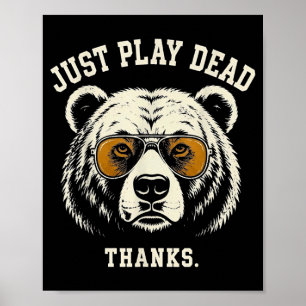 Poster Fingir-se morto, obrigado, urso-pardo engraçado ve