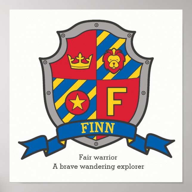 Poster Finn boys F nome que significa heraldry shield pos (Frente)