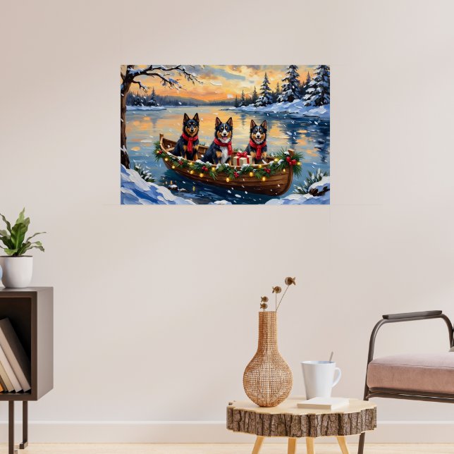 Poster Finnish Lapphund Christmas Boat Holiday (Sala de Estar 3)