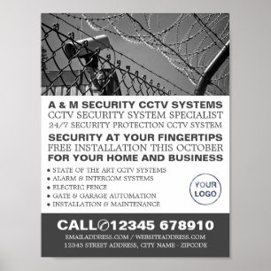 Poster Fio CCTV & Barbed, Anúncio de segurança CCTV