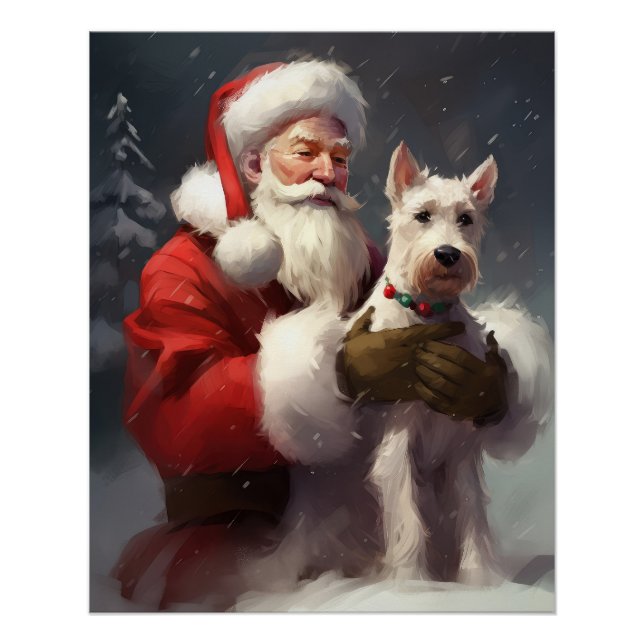 Pôster Fio Fox Terrier Santa Claus Natal Festivo (Frente)