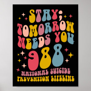 Poster Fique Amanhã Precisa De 988 Awarenes De Saúde Ment