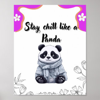 Poster Fique calmo como um pano - Muro de Panda Kawaii Cu