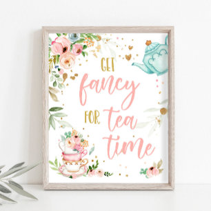 Poster Fique Chique Para o Chá do Bebê Em Breve Chás de B