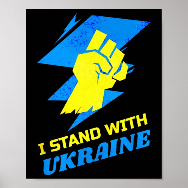 Poster Fique Com A Bandeira Da Ucrânia Anti-Putin Diga Nã (Frente)
