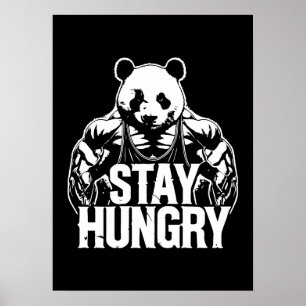 Poster Fique Com Fome, Gym Panda, Motivação Para Construç