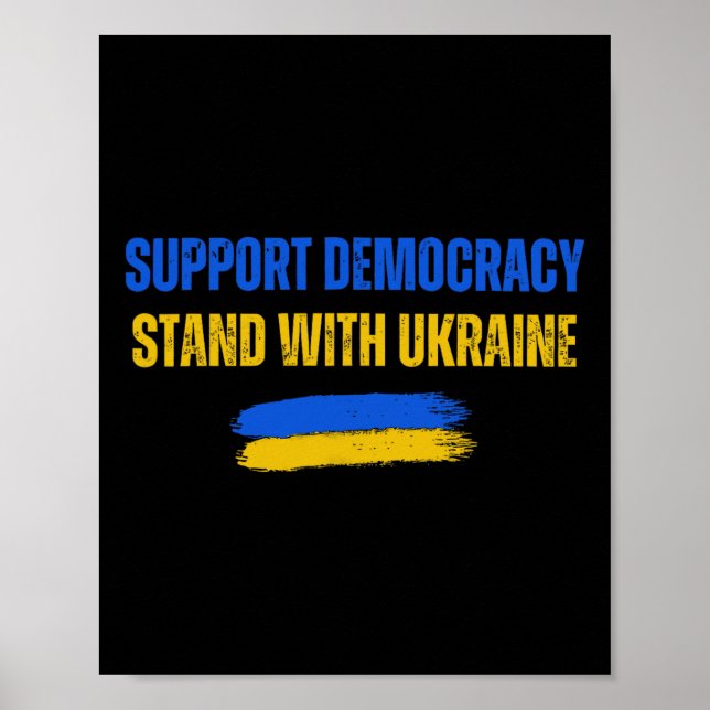 Poster Fique Com O Apoio Da Ucrânia À Democracia Bandeira (Frente)