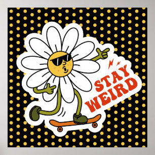 Poster Fique Estranho Skateboarding Daisy