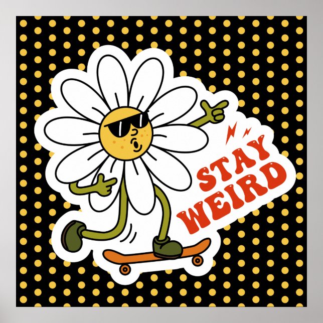 Poster Fique Estranho Skateboarding Daisy (Frente)