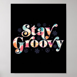 Poster Fique Groovy Hippie Sinal de Paz Retro 60s 70s Mar