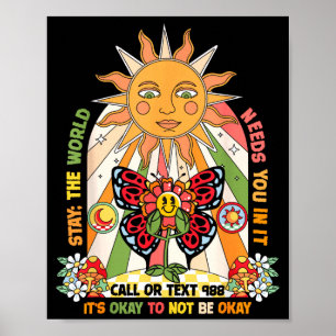 Poster Fique mundo precisa você ligar 988 prevenção groov