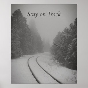 Poster Fique no Track Winter Woods Foto da ferrovia