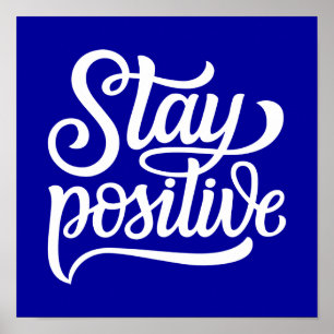 Poster Fique Positivo Azul