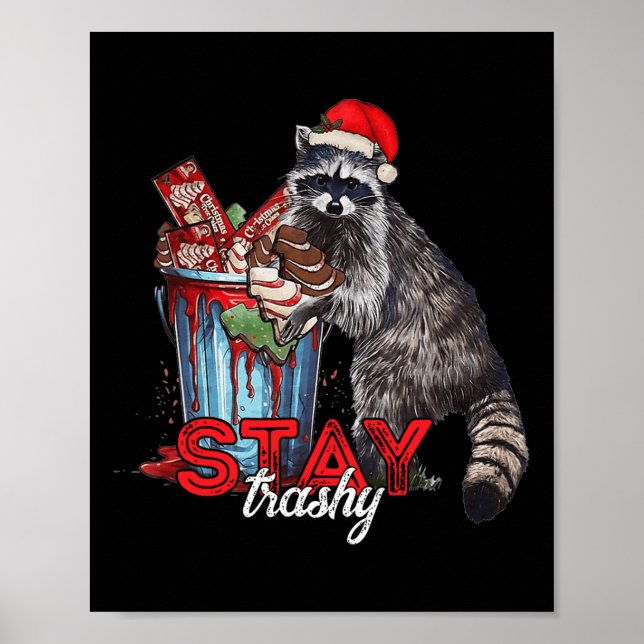 Poster Fique Trashy no Natal Raccoon Xmas Trash Panda Rac (Frente)
