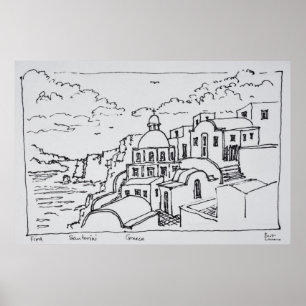 Poster Fira, Ilha de Santorini, Grécia