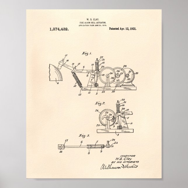 Pôster Fire Alarm Bell 1921 Patent Art - Old Peper (Frente)