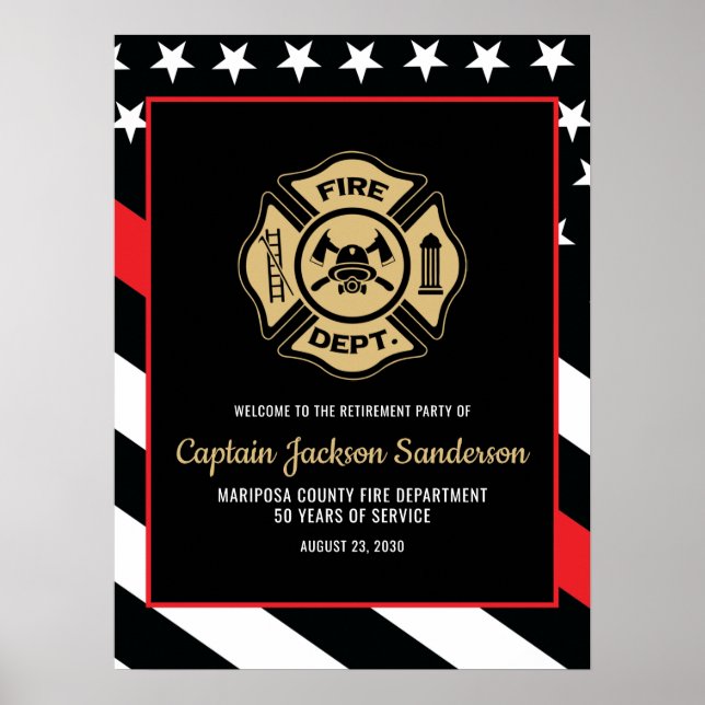 Poster Fire Department Firefighter Retirement Welcome (Frente)