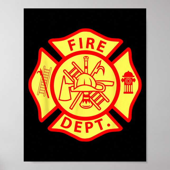 Poster Fire Department Logo Uniform Fireman Symbol Firefi (Frente)