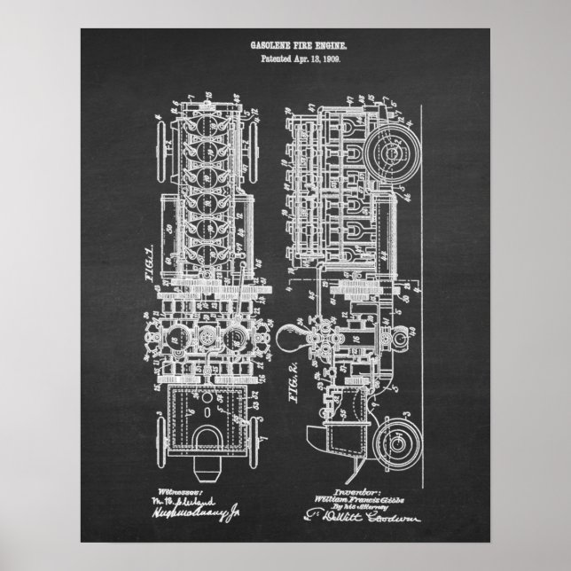 Poster Fire Engine Blueprint Patent Art n.o 4 (Frente)