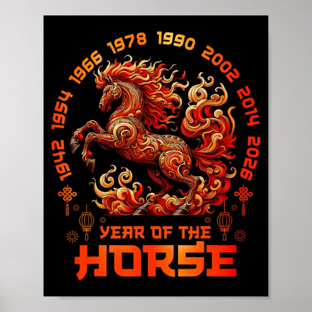 Poster Fire Horse Chinese Zodiac Symbol 2026 Lunar New Ye (Frente)