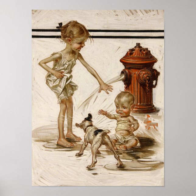 Poster Fire Hydrant Shower, 1915 by J. C. Leyendecker (Frente)