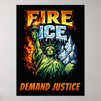 Poster FIRE ICE Anti-ICE Protest Sign, Download,   