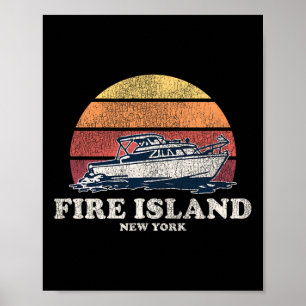 Poster Fire Island Ny Navegação Antiga Anos 70 Desenho de
