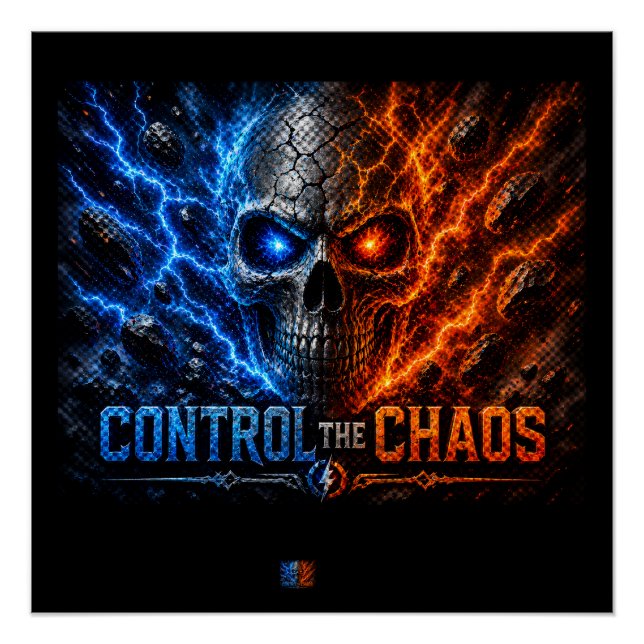 Pôster Fire vs Ice Skull 3D Shirt –  (Frente)