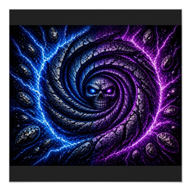 Pôster Fire vs Ice Skull Vortex Poster – Hypnotic Optical (Frente)