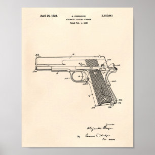 Pôster Firearm Automático 1938, Anterior Arte Patente