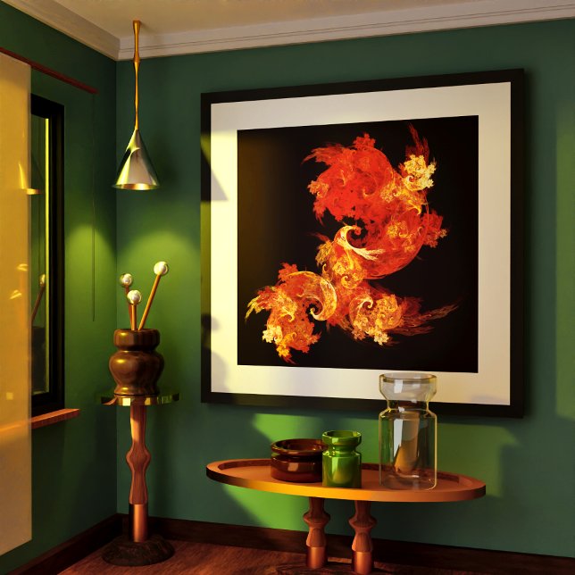 Pôster Firebird Abstrato Art (Dancing Firebirds Abstract Art Poster)