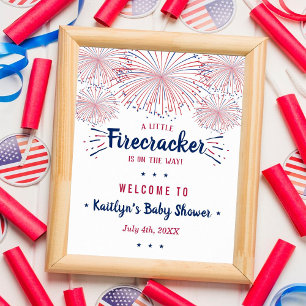 Poster Firecracker A Caminho! chá de fraldas De 4 De Jul