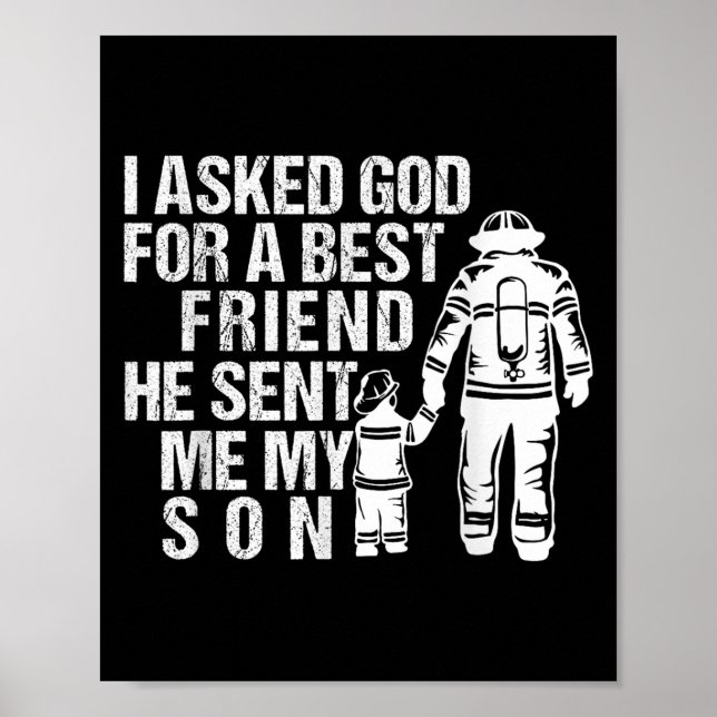 Poster Firefighter Dad Son Quote New Daddy Fireman Dad Fa (Frente)
